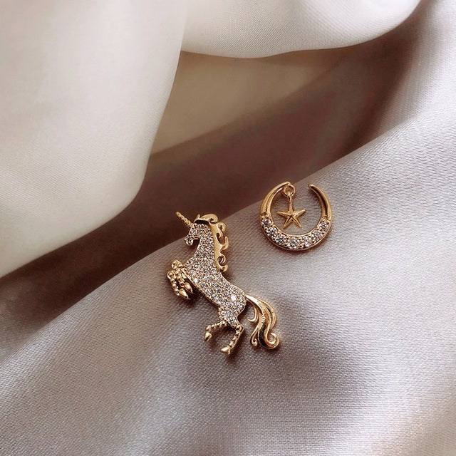 Magical Unicorn Earrings | Sparkling Crystal Jewellery-Horse Moon Stars-Nora Luxe