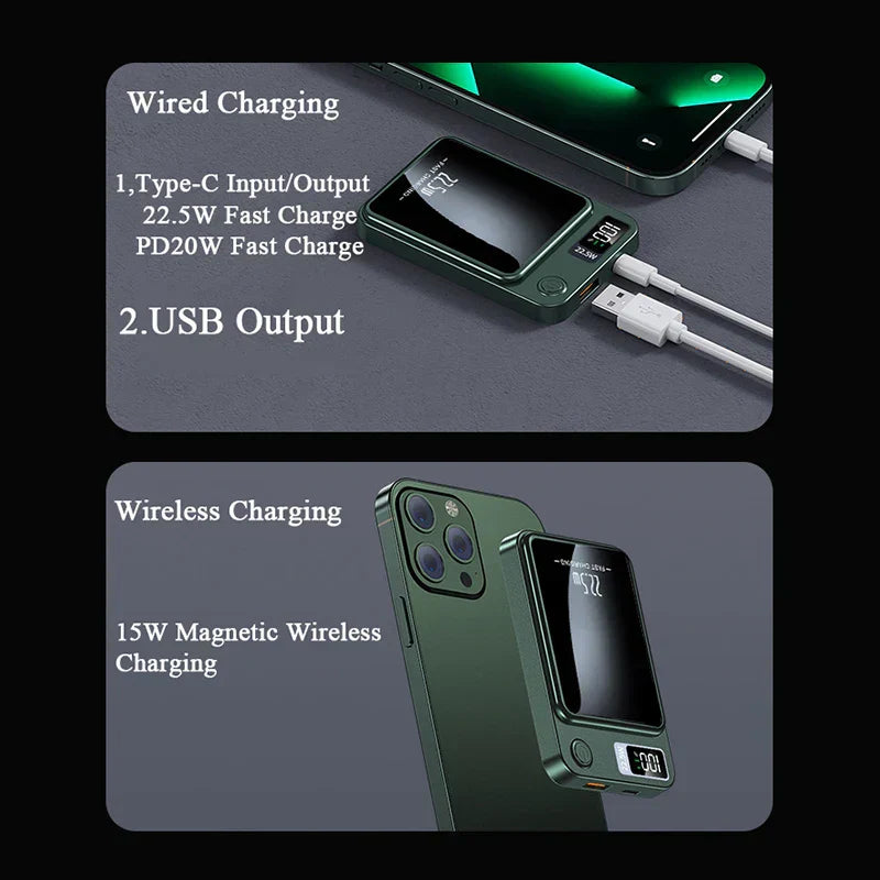 Magnetic Wireless Power Bank - MagCharge Mini-Green-Nora Luxe