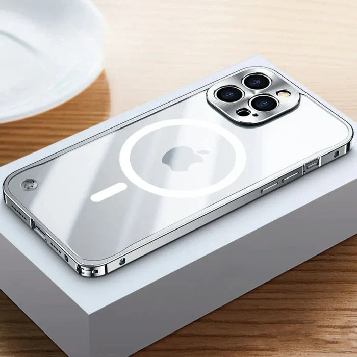 MagSafe Case for iPhone 15 - SteelGuard-Silver-iPhone 15 Pro Max-Nora Luxe