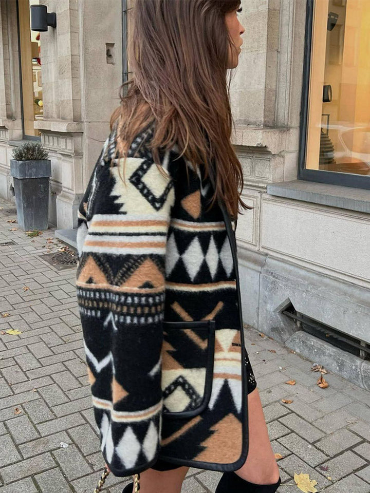 Ladies Autumn Coat with Print – Amaris