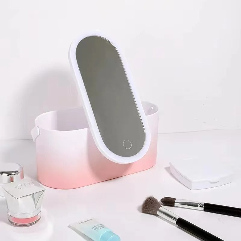 Make-up Case with LED Mirror - Lumivault-Pink-The Livary