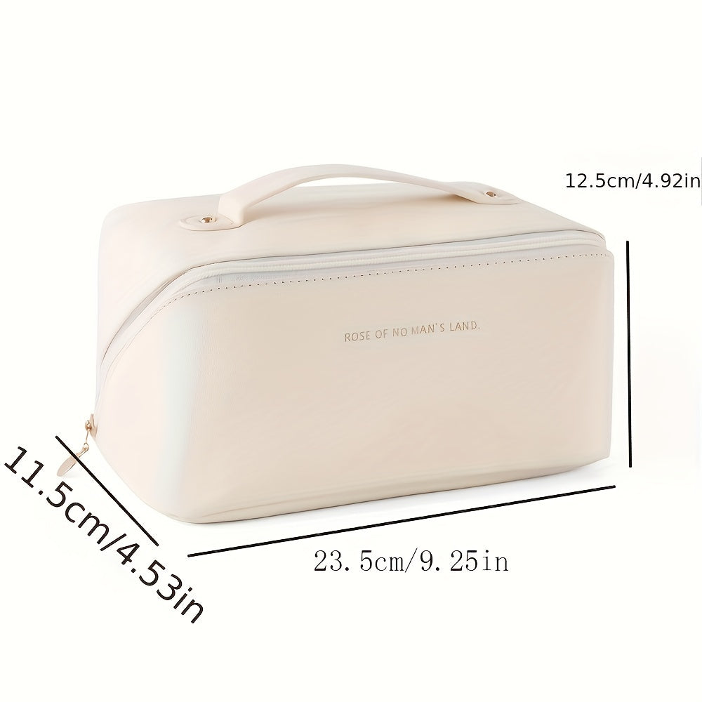 MAKEUP ORGANIZER WITH ZIPPER – LUXURY TOILETRY BAG FOR TRAVEL-Brown-Nora Luxe