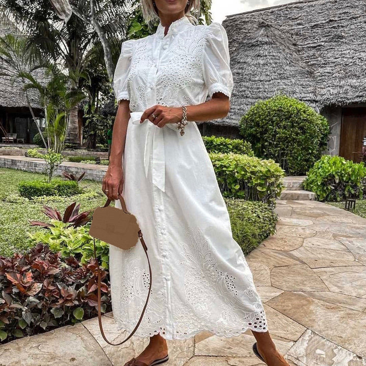 Maxi Dress with Embroidery – Celeste-White-S-The Livary