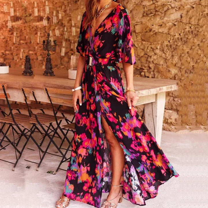 Maxi Wrap Dress - Sophia-S-black-Nora Luxe