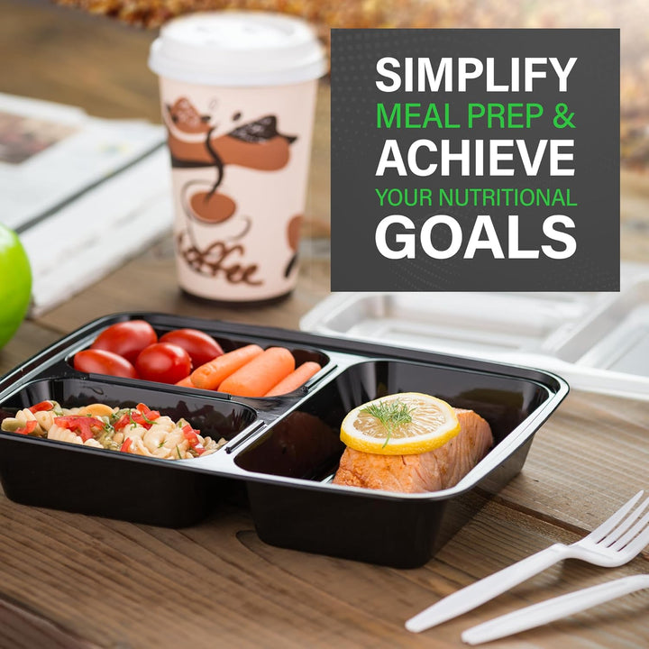 Meal Prep Containers – 3 Compartment Bento Dozen with Lid 900 ml [20 Pack]-Nora Luxe