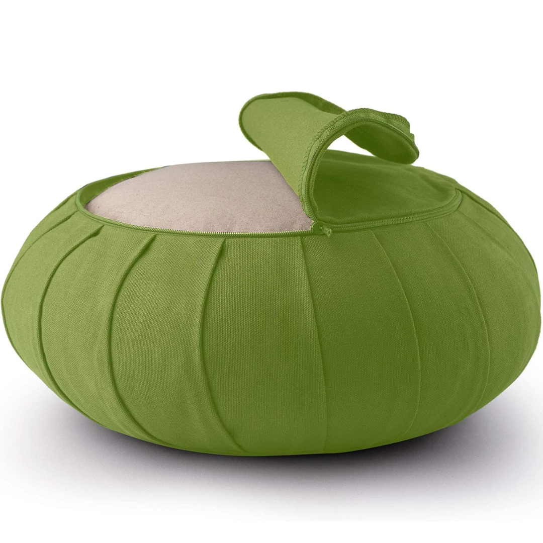 Meditation cushion made of organic cotton with buckwheat hulls-Blue-Nora Luxe