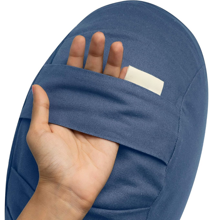 Meditation cushion made of organic cotton with buckwheat hulls-Blue-Nora Luxe