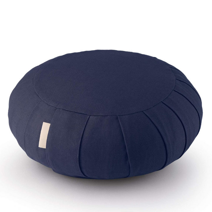 Meditation cushion made of organic cotton with buckwheat hulls-Dark blue-Nora Luxe