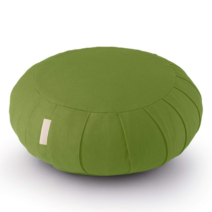 Meditation cushion made of organic cotton with buckwheat hulls-Green-Nora Luxe