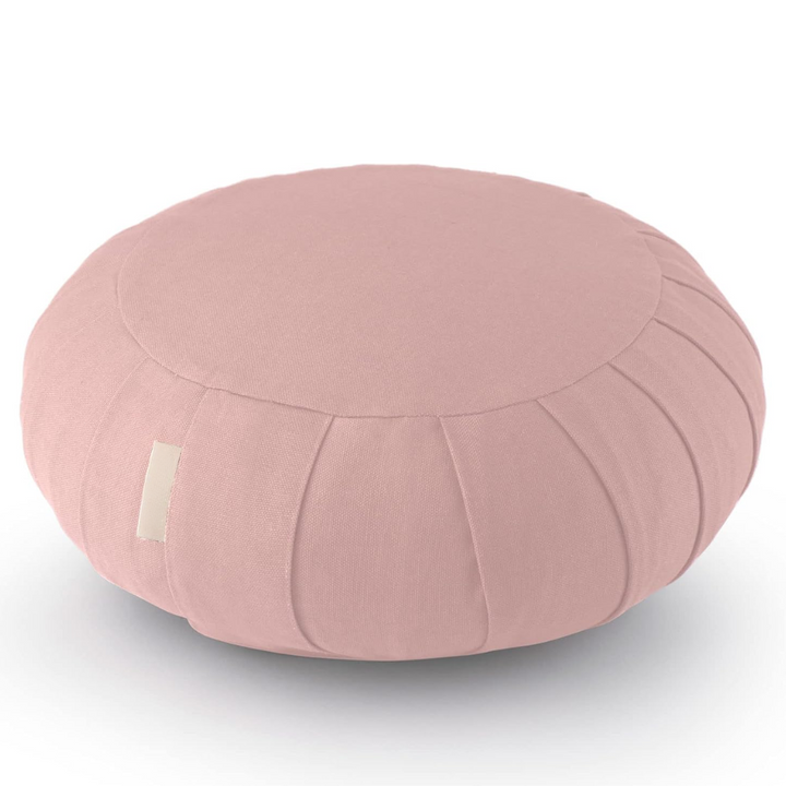 Meditation cushion made of organic cotton with buckwheat hulls-Pink-Nora Luxe