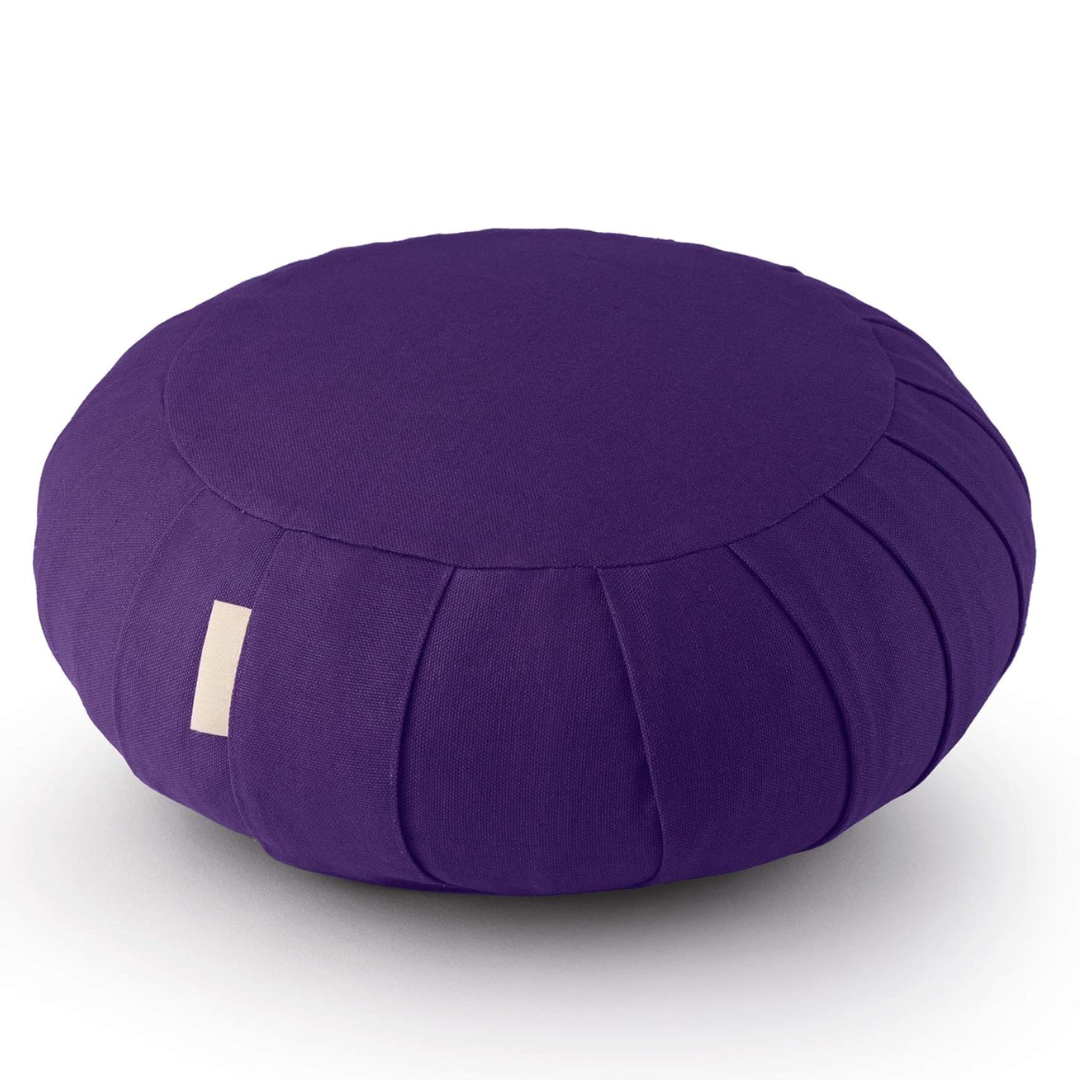 Meditation cushion made of organic cotton with buckwheat hulls-Purple-Nora Luxe