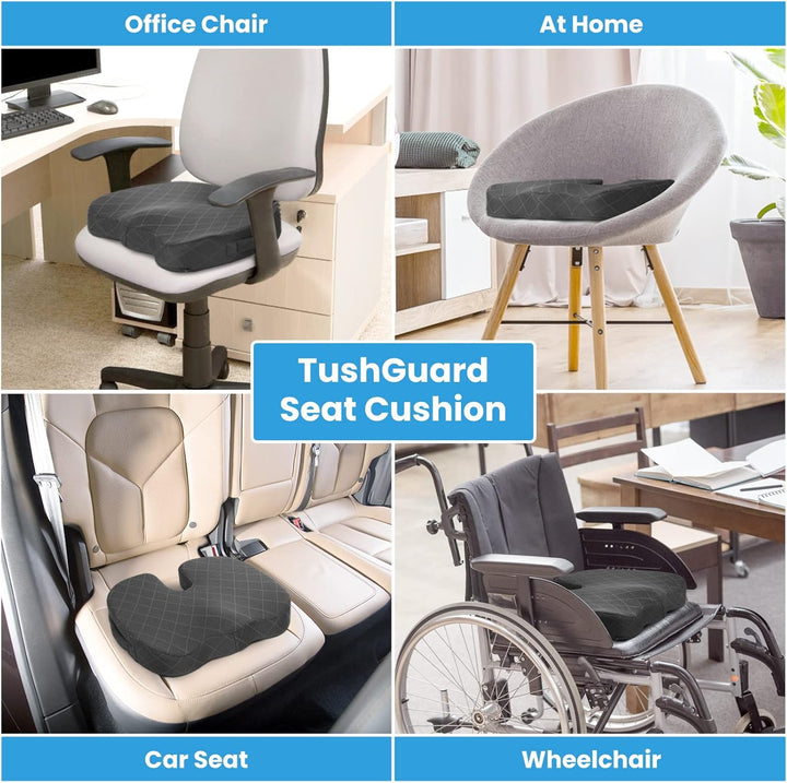Memory Foam Seat Cushion for Chair - Car Seat and Office Chair Comfort-Black-Nora Luxe