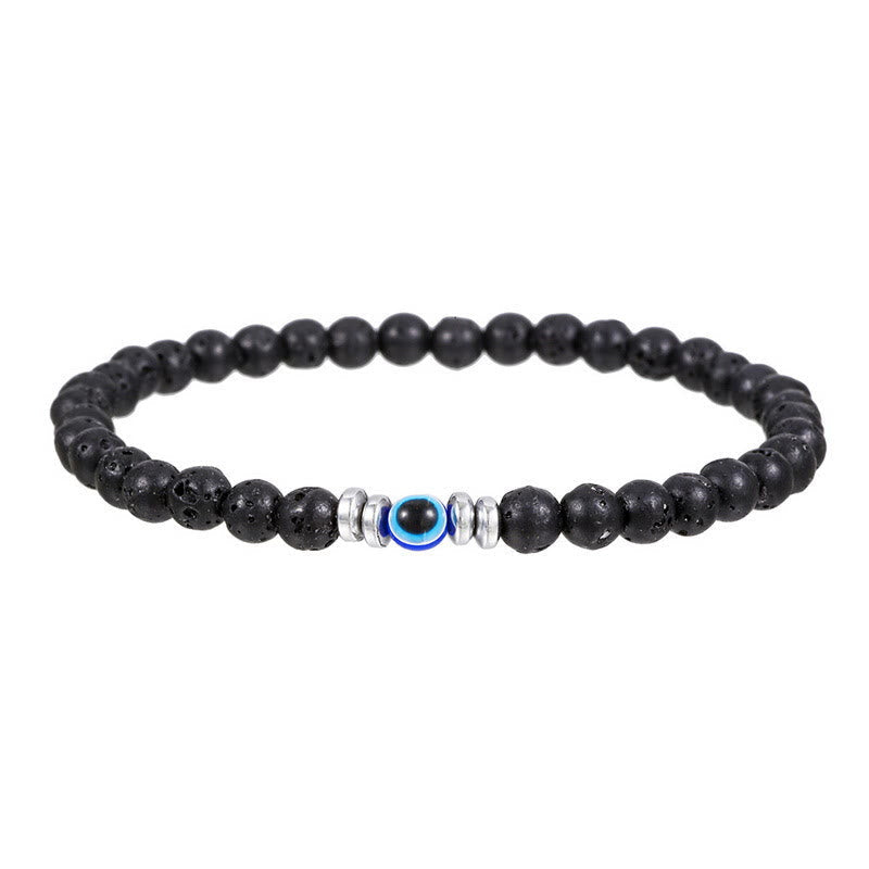 Men's 4mm Natural Stone Evil Eye Bead Bracelet - Thor-Lava stone-Nora Luxe