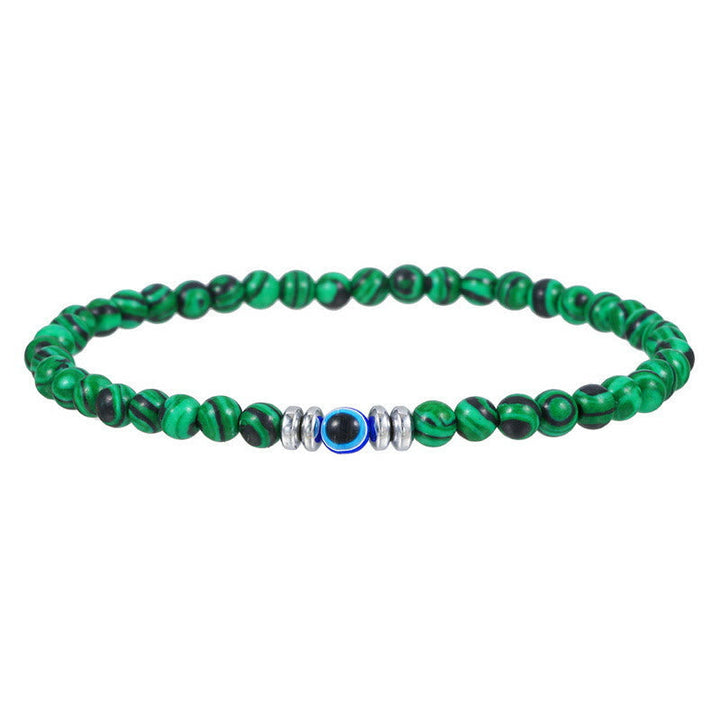 Men's 4mm Natural Stone Evil Eye Bead Bracelet - Thor-Malachite-Nora Luxe