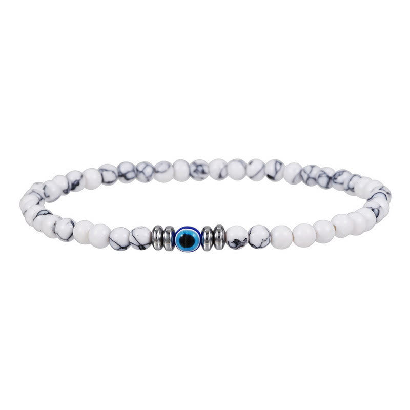 Men's 4mm Natural Stone Evil Eye Bead Bracelet - Thor-White turquoise-Nora Luxe