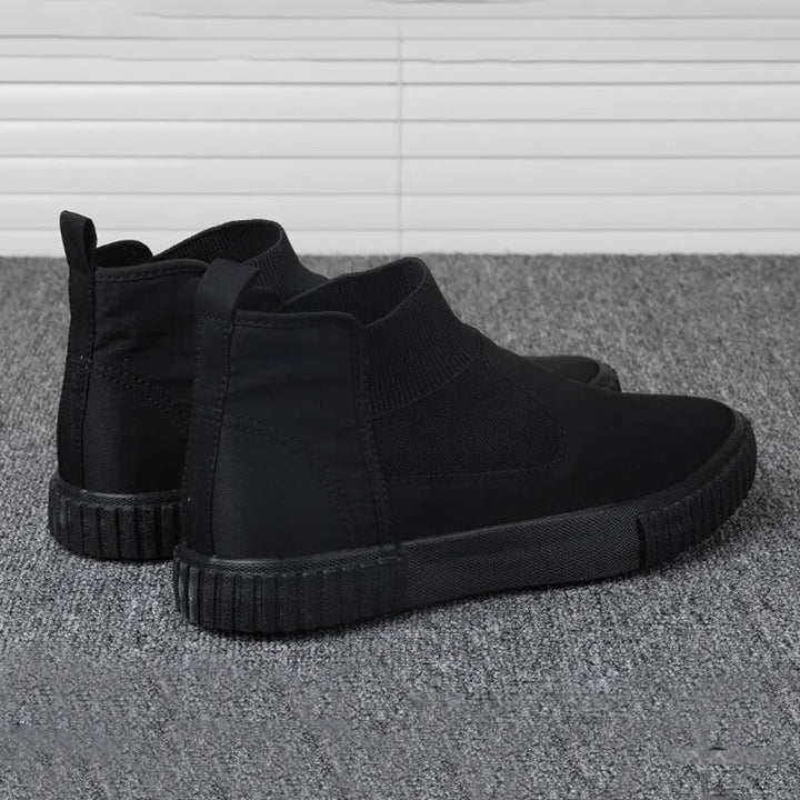 Men's Canvas Sneakers with High-Top Design – Lennard-Black-6-Nora Luxe