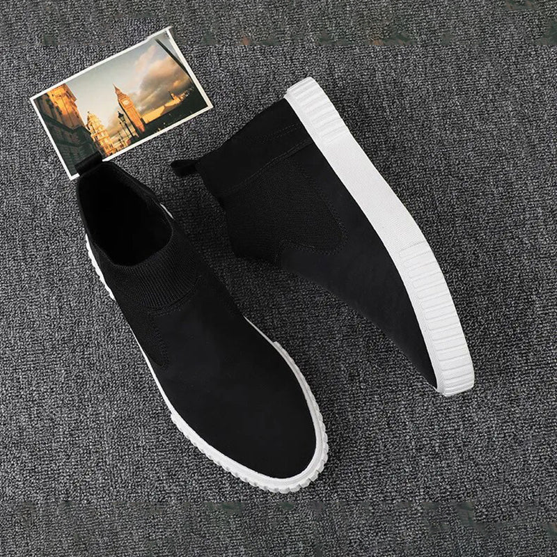 Men's Canvas Sneakers with High-Top Design – Lennard-Black Red-6-Nora Luxe
