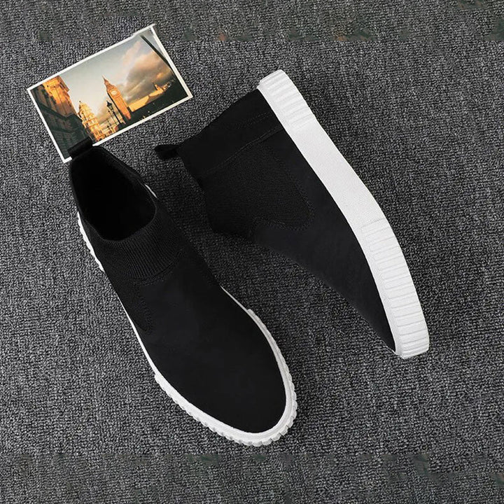 Men's Canvas Sneakers with High-Top Design – Lennard-Black Red-6-Nora Luxe