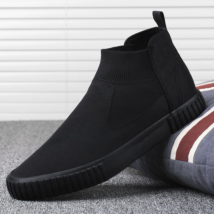 Men's Canvas Sneakers with High-Top Design – Lennard-Black Red-6-Nora Luxe