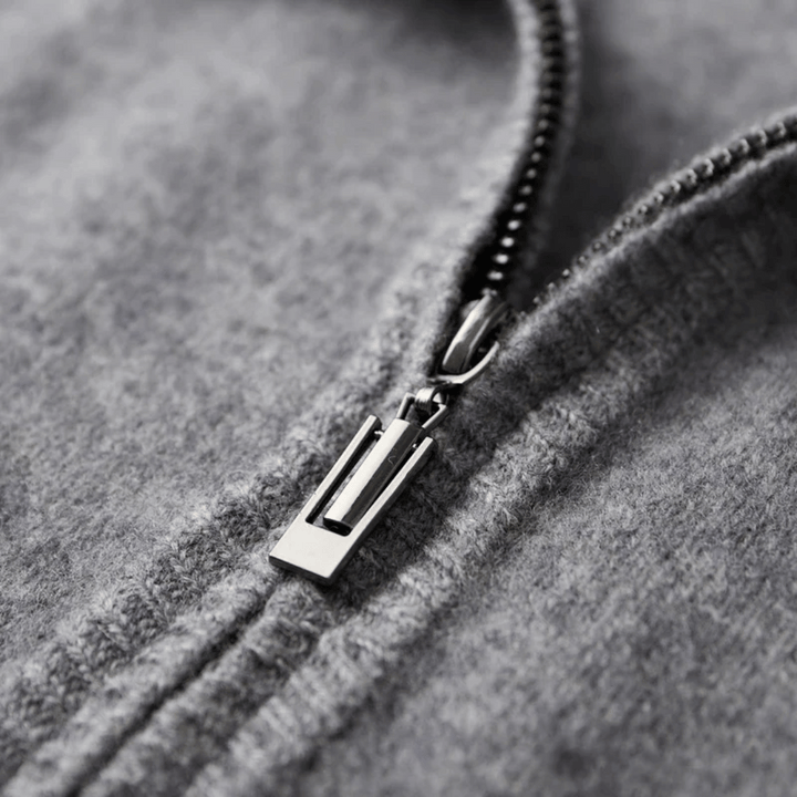 Men's Cashmere Zip Jacket – Laurent-Khaki-S-Nora Luxe