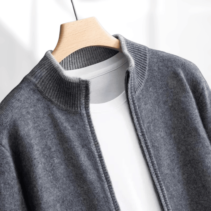 Men's Cashmere Zip Jacket – Laurent-Khaki-S-Nora Luxe