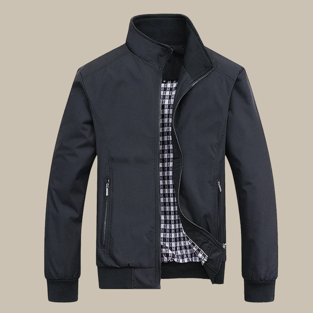 Men's Casual Windbreaker | Tommy Summer Jacket with Collar-Black-M-Nora Luxe