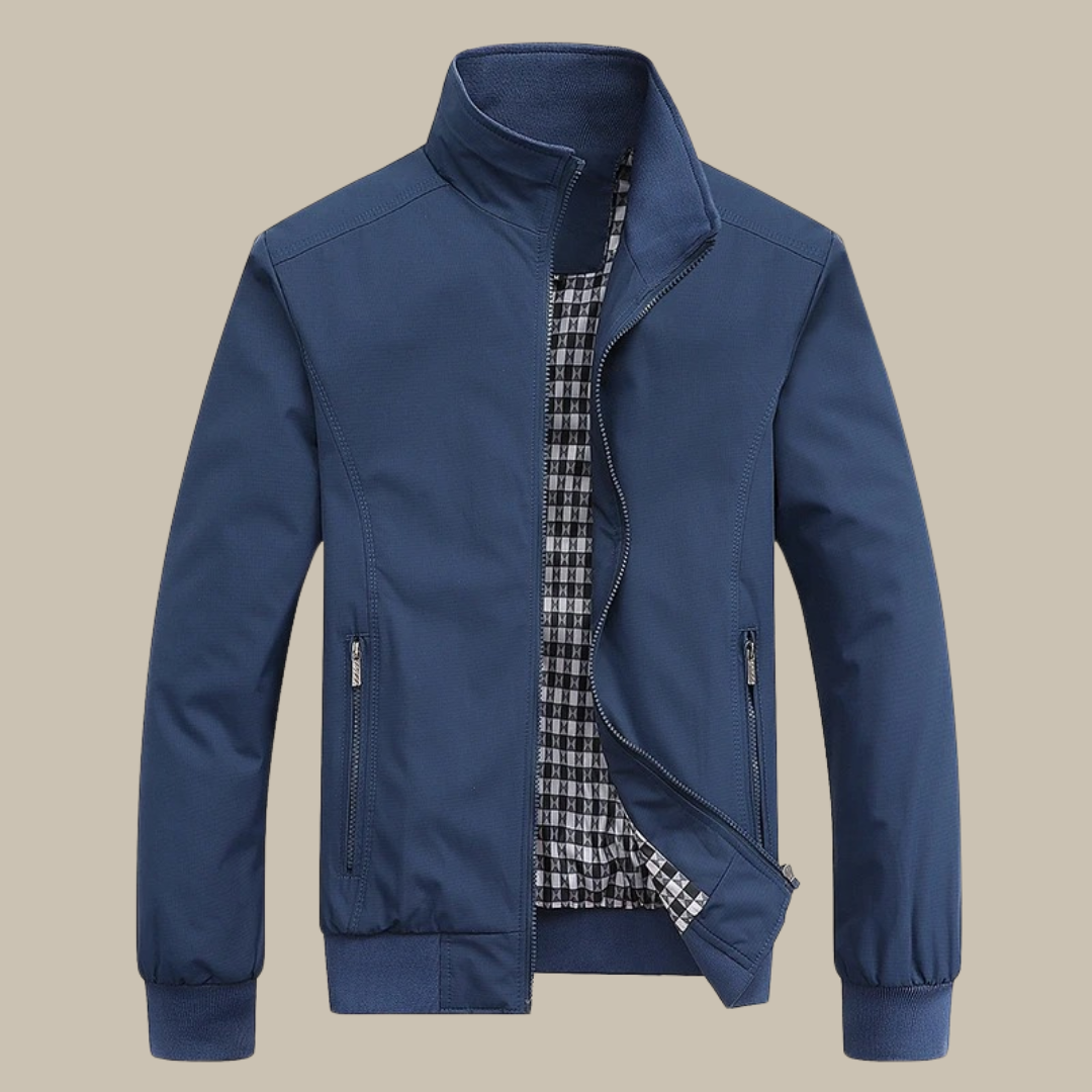 Men's Casual Windbreaker | Tommy Summer Jacket with Collar-Blue-M-Nora Luxe