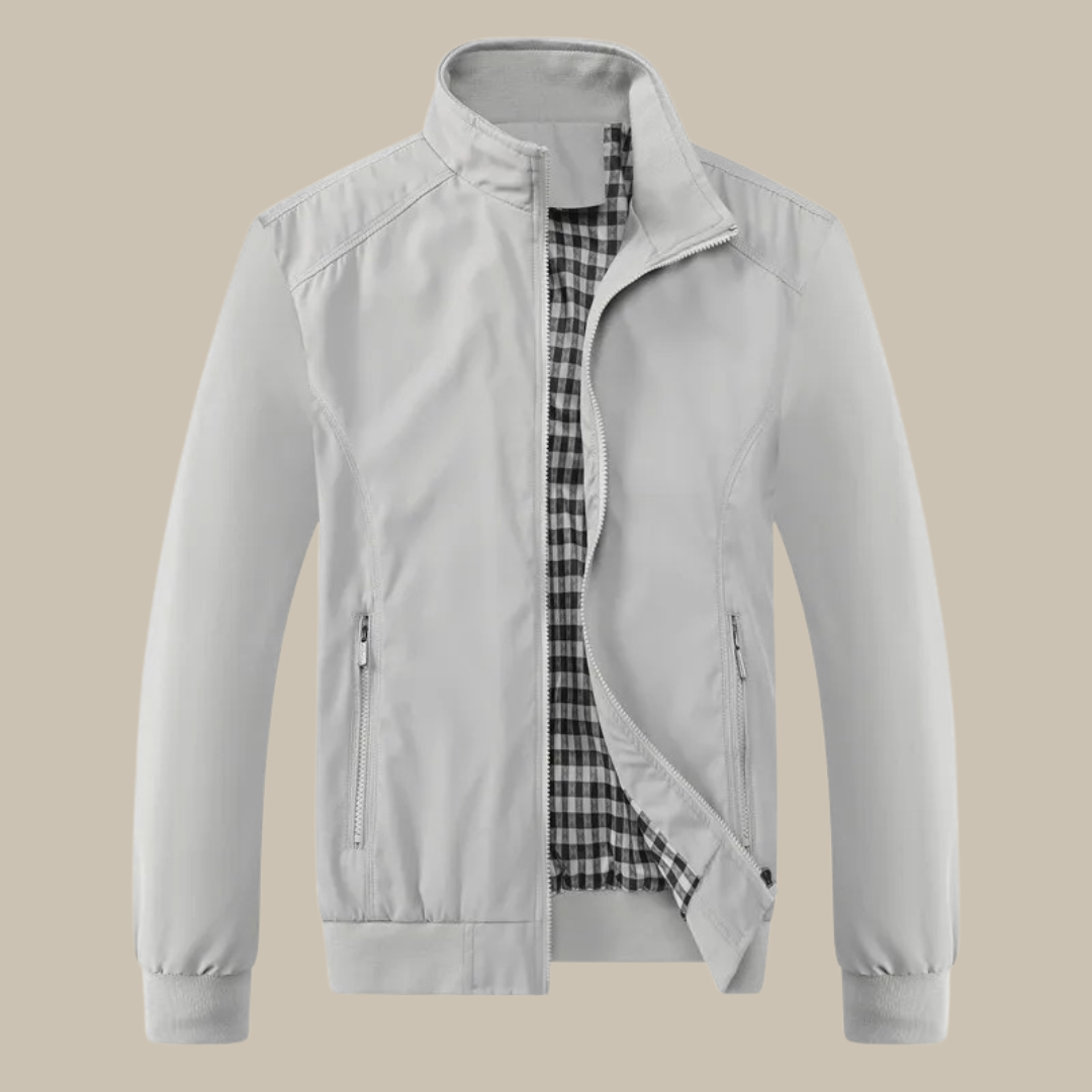 Men's Casual Windbreaker | Tommy Summer Jacket with Collar-Gray-M-Nora Luxe