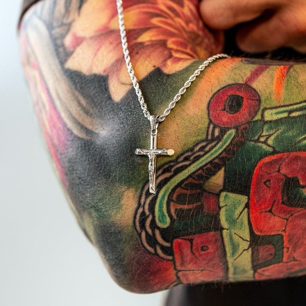 Men's chain with cross - Salvator-Silver-Nora Luxe