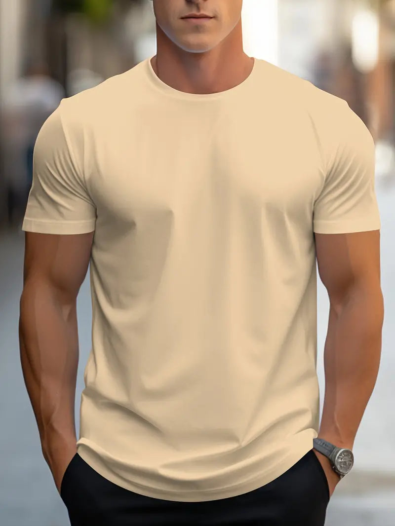 Men's cotton T-shirt – Nico-Beige-S-Nora Luxe