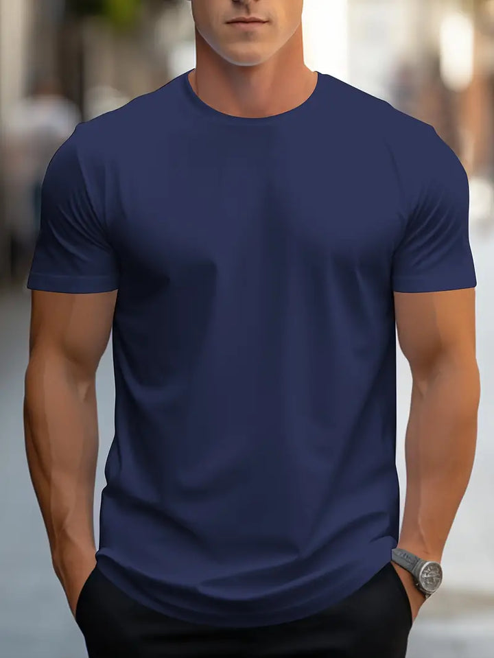 Men's cotton T-shirt – Nico-Dark blue-S-Nora Luxe