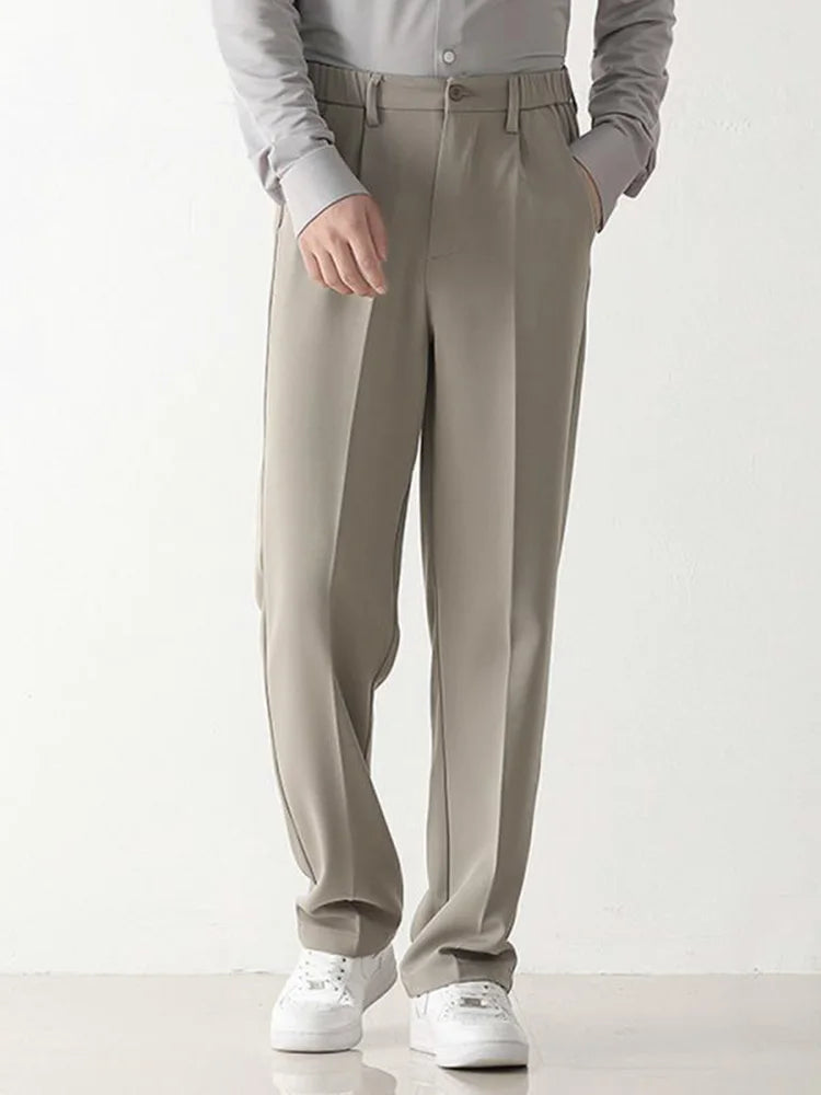 Men's Draped Formal Trousers - Bruno-Khaki-S-Nora Luxe