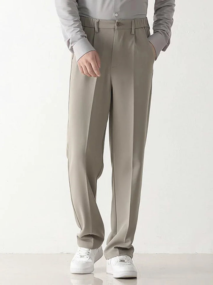 Men's Draped Formal Trousers - Bruno-Khaki-S-Nora Luxe