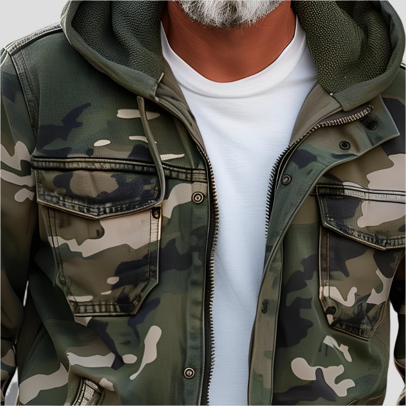 Men's hooded jacket in camouflage look – Bruno-Gray-XS-Nora Luxe