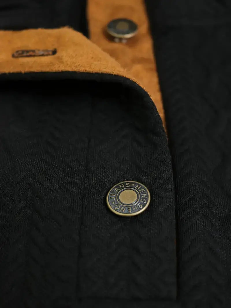 Men's Knitted Outdoor Sweater with Patches - Logan-Black-S-Nora Luxe