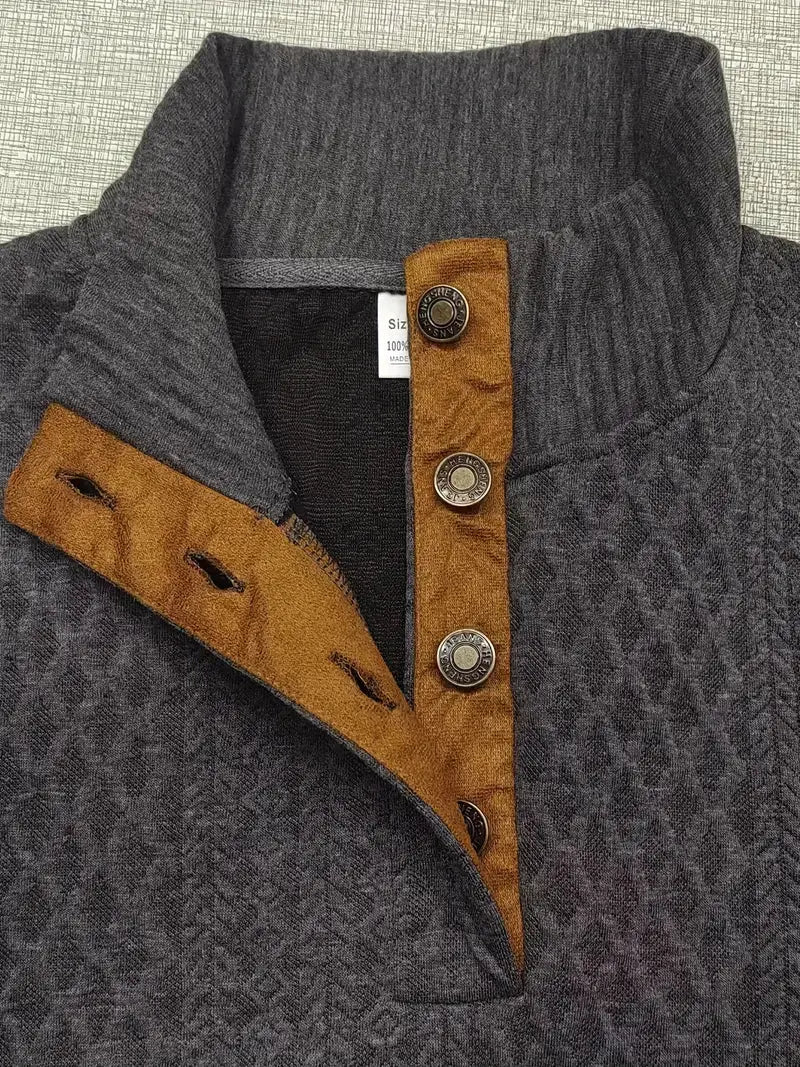 Men's Knitted Outdoor Sweater with Patches - Logan-Black-S-Nora Luxe