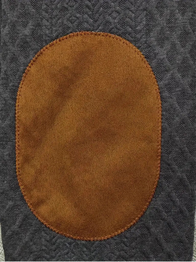 Men's Knitted Outdoor Sweater with Patches - Logan-Black-S-Nora Luxe