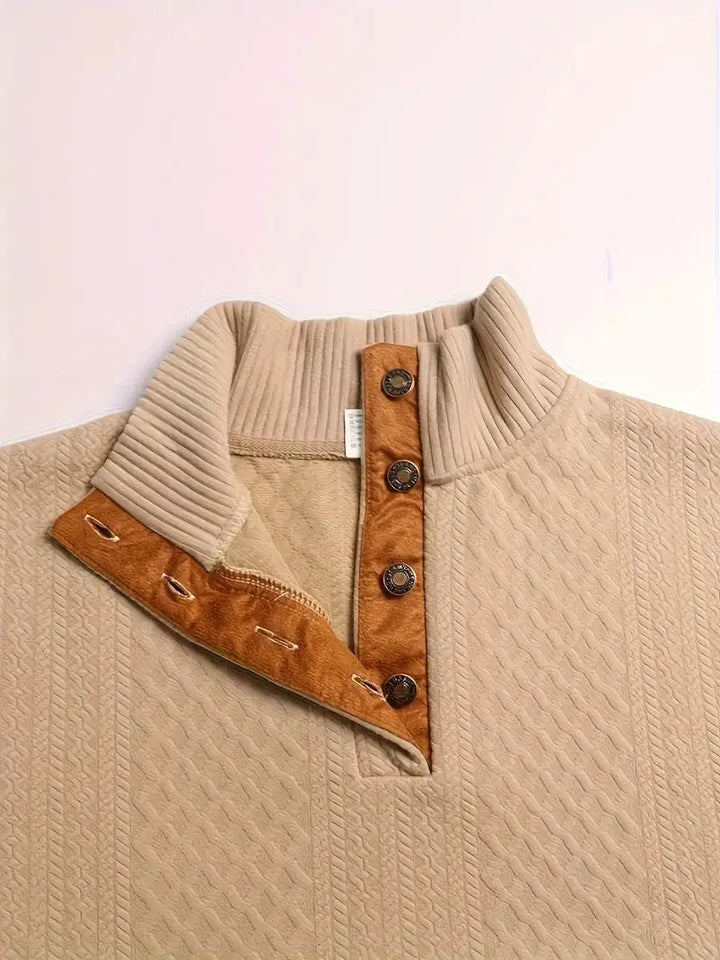 Men's Knitted Outdoor Sweater with Patches - Logan-Black-S-Nora Luxe