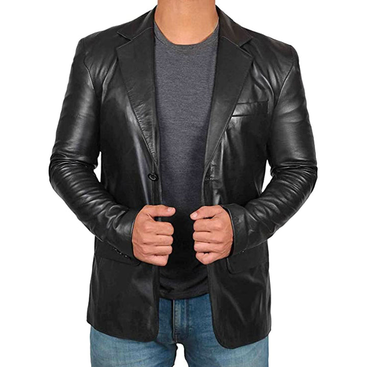 Men's Leather Blazer – Leonardo-Black-S-Nora Luxe