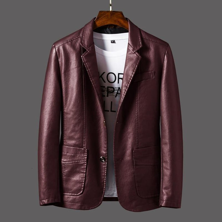 Men's Leather Blazer – Leonardo-Wine red-S-Nora Luxe