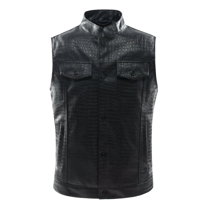 Men's Leather Vest - Viper-Black-S-Nora Luxe