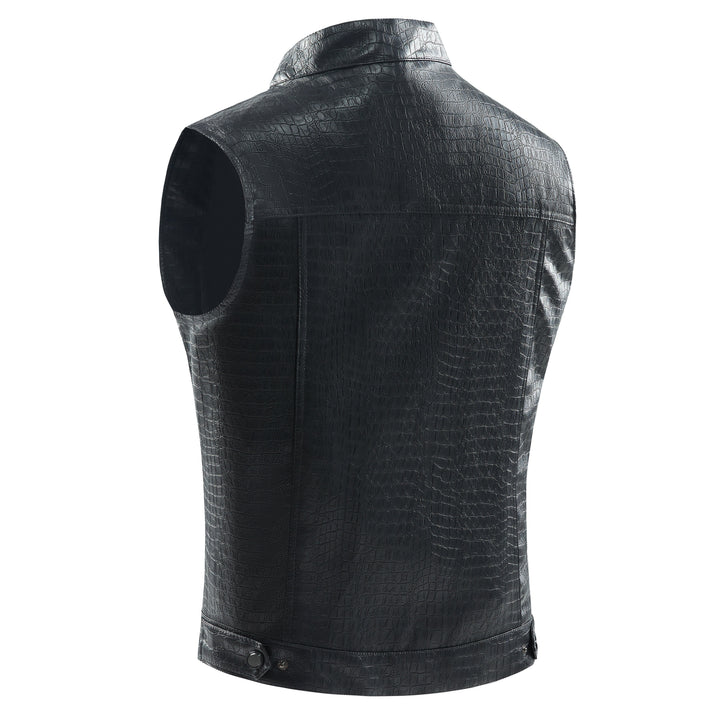 Men's Leather Vest - Viper-Black-S-Nora Luxe