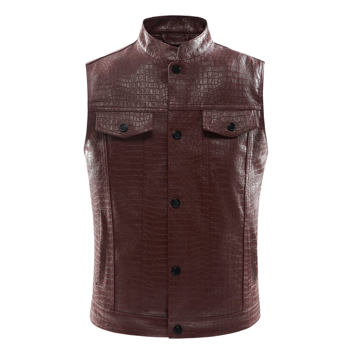 Men's Leather Vest - Viper-Black-S-Nora Luxe