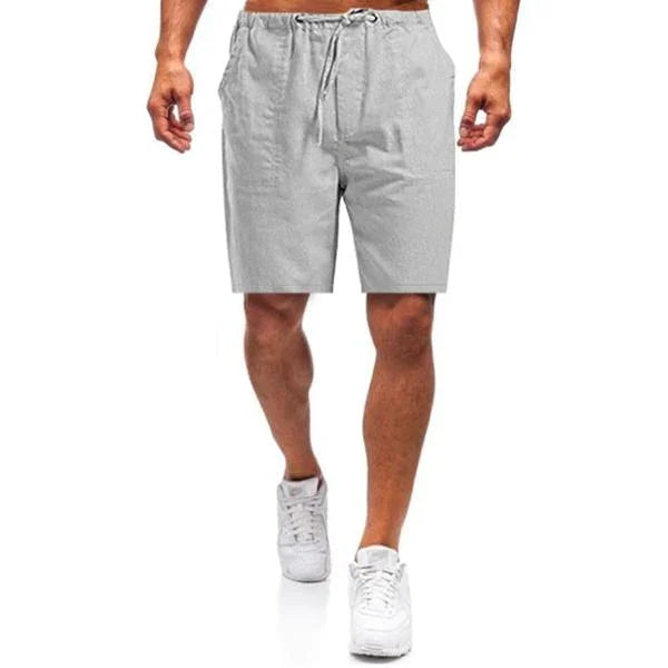 Men's linen shorts – Nils-Light grey-S-Nora Luxe