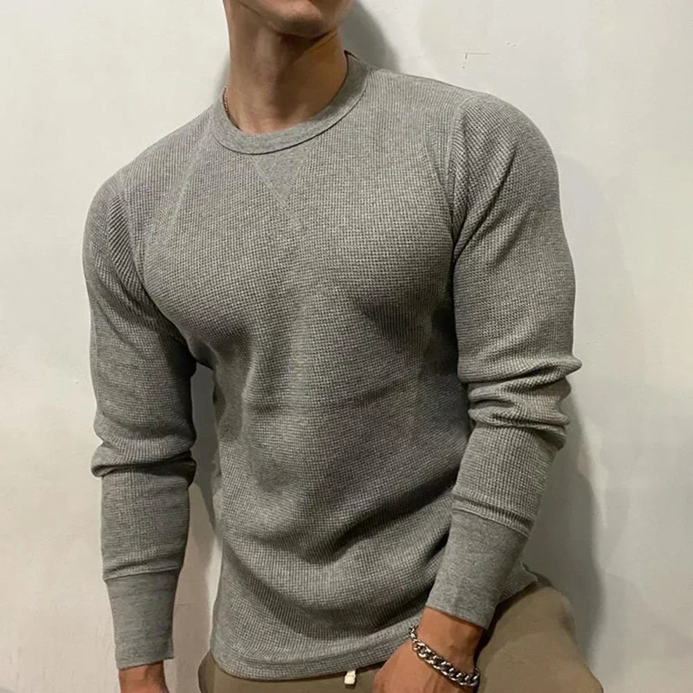 Men's Muscle Fit Autumn Sweater - Bravone-Gray-S-Nora Luxe