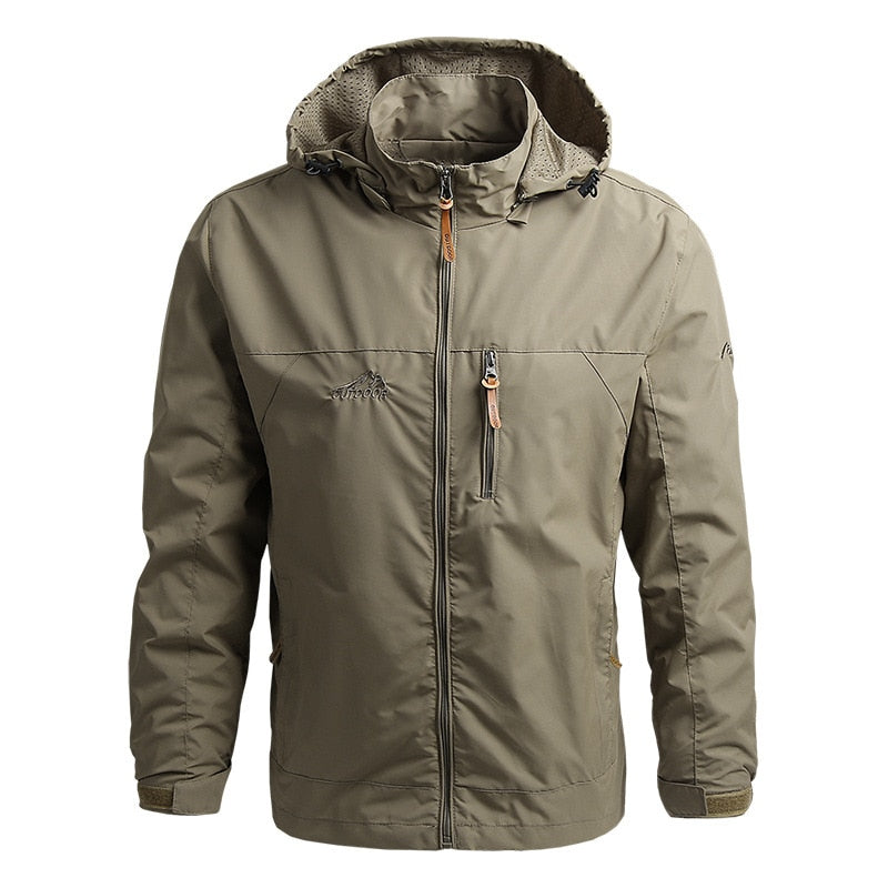 Men's Outdoor Jacket with Hood - Maximus-Khaki-S-Nora Luxe