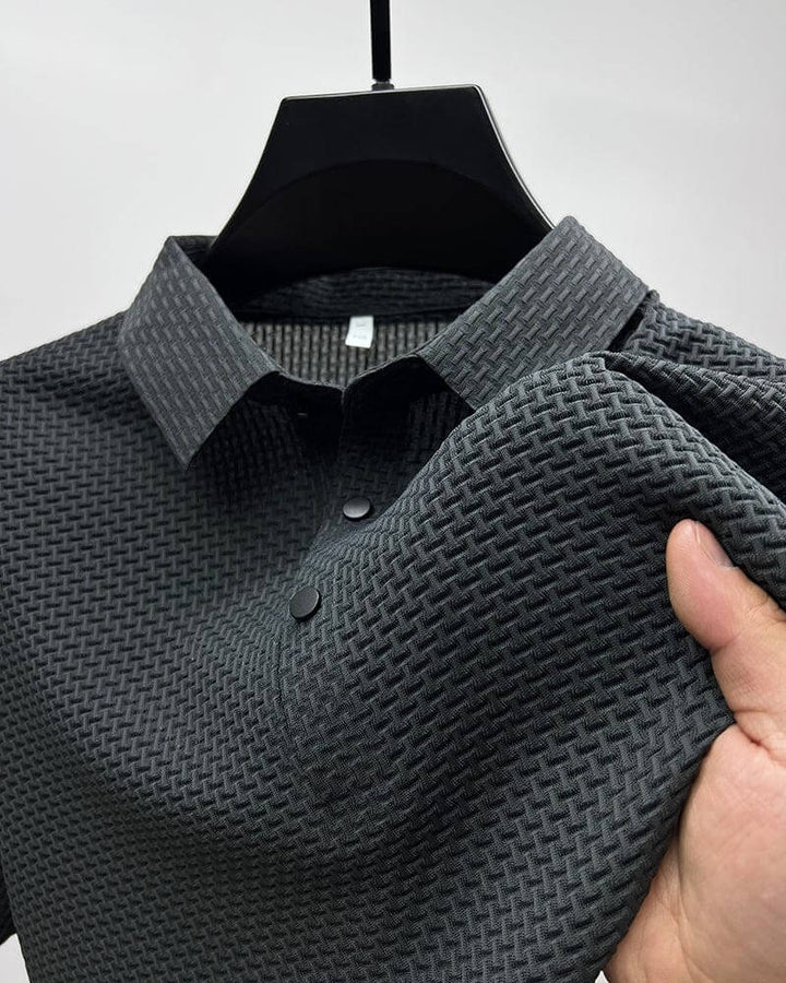 Men's Polo Shirt in Breathable Mesh - Matteo-Gray-M-Nora Luxe