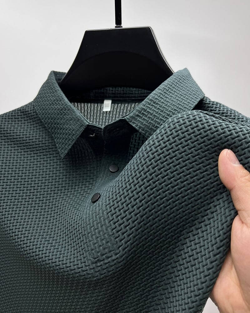 Men's Polo Shirt in Breathable Mesh - Matteo-Green-M-Nora Luxe