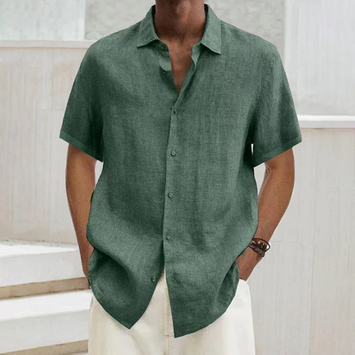 Men's polo shirt made of cotton-linen – Noah-Green-S-Nora Luxe