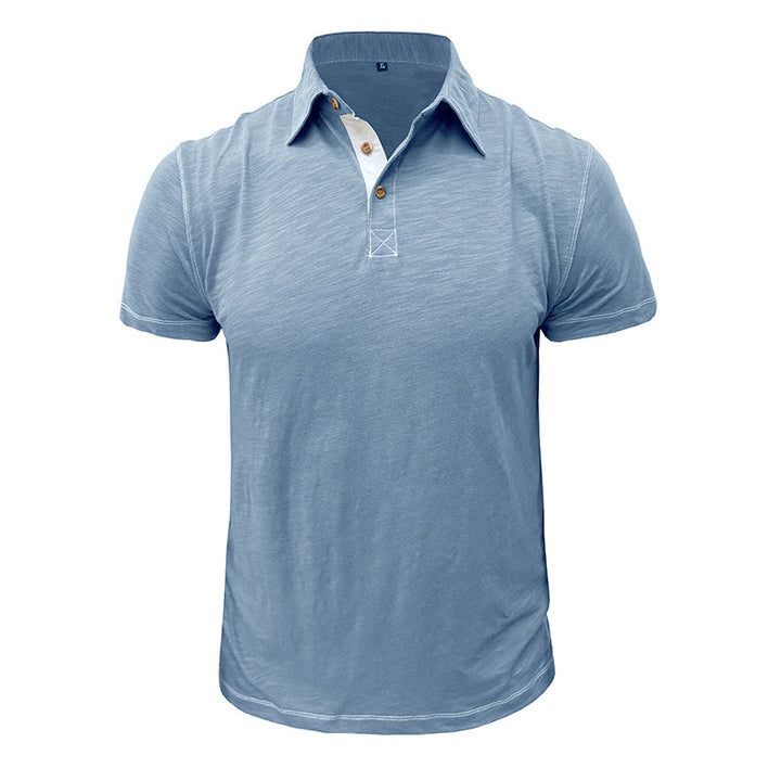 Men's Polo Shirt made of Soft Cotton – Matteo-Blue-S-Nora Luxe